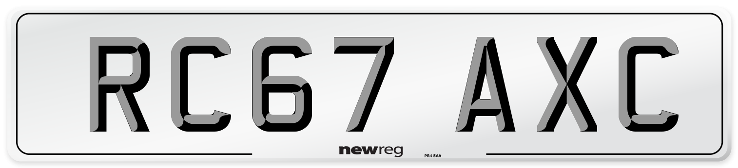 RC67 AXC Number Plate from New Reg